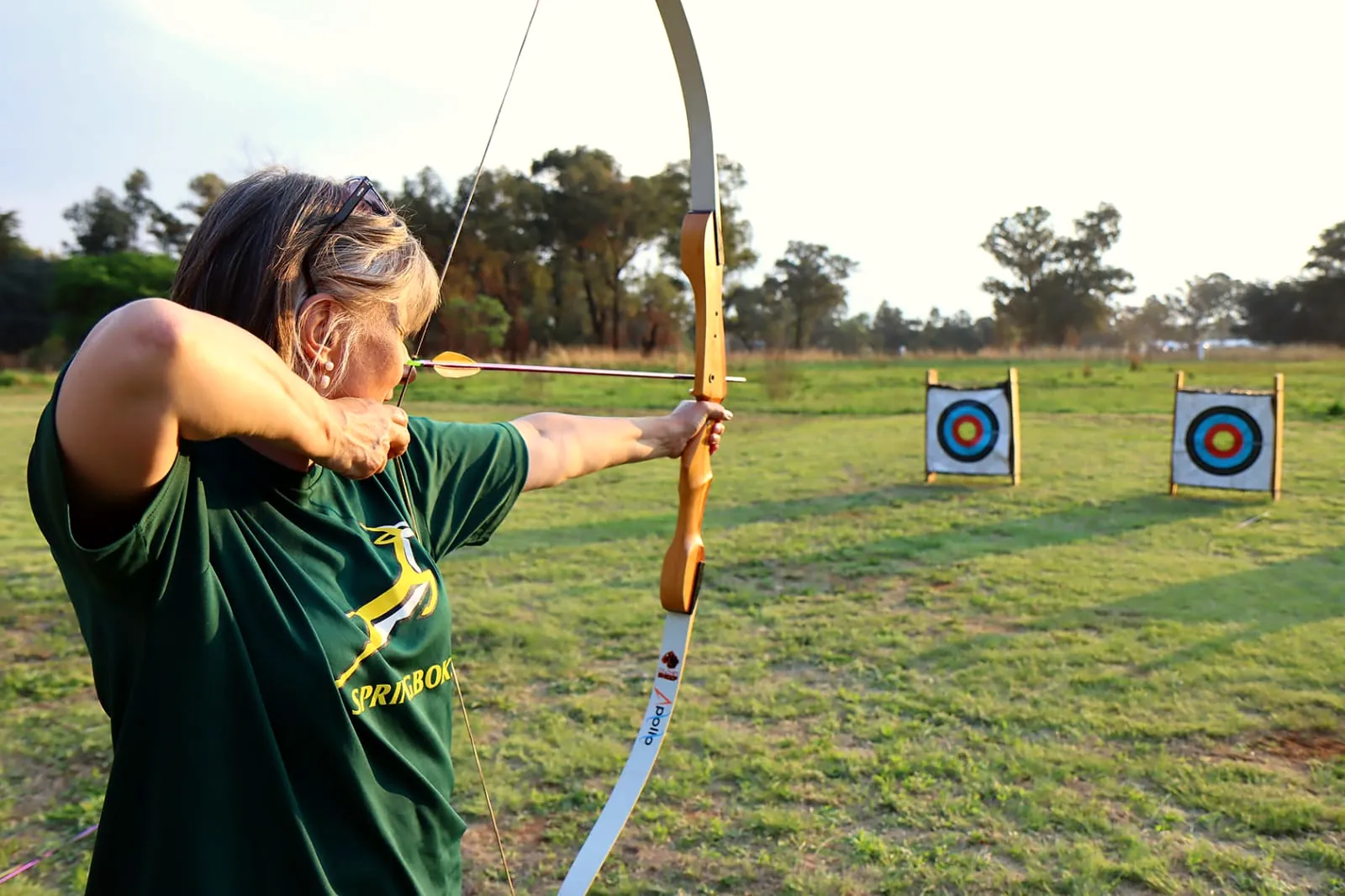 A guest at the archery range