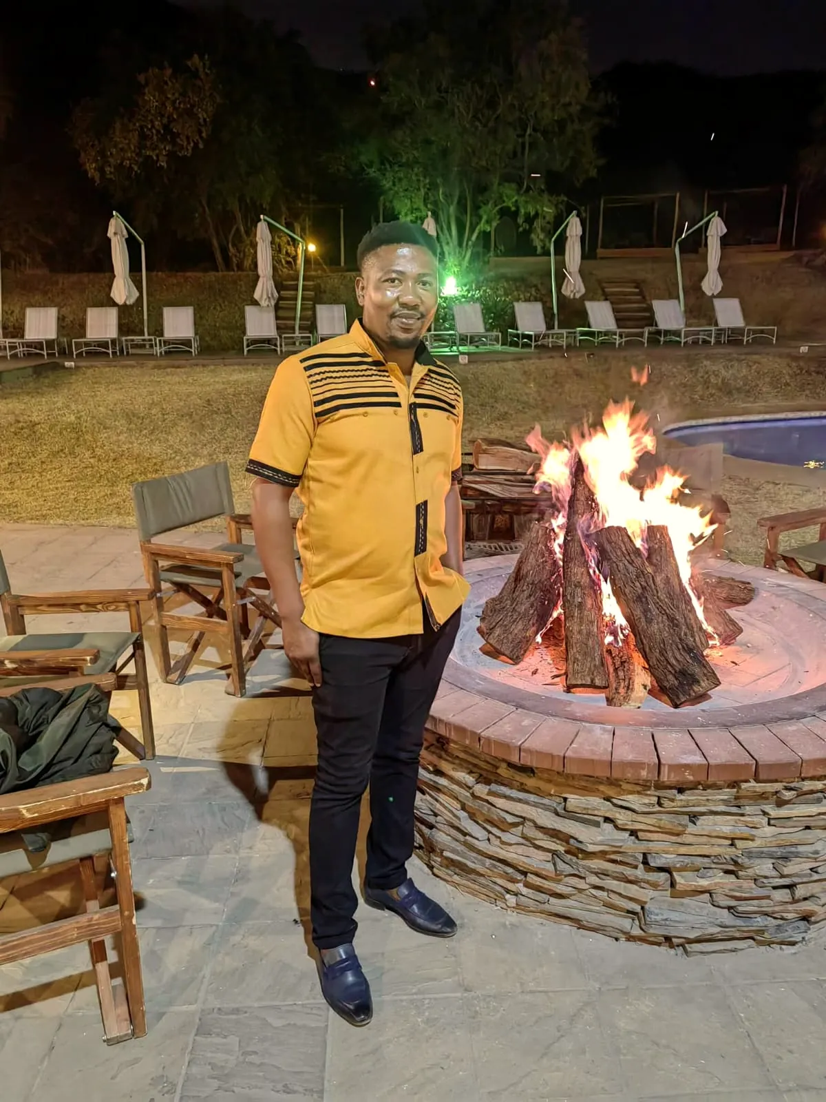 The boma fire at night