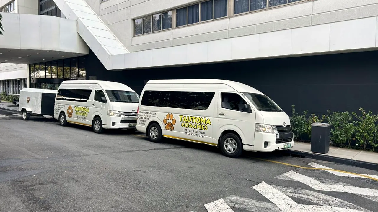 Branded kombis outside a hotel