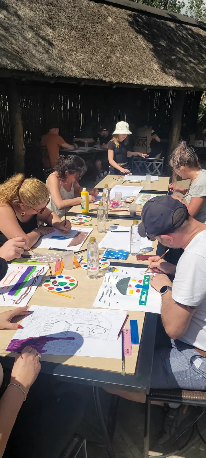 Team painting at a creative session